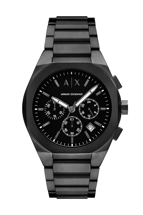 ARMANI EXCHANGE, Ceas cronograf din otel inoxidabil, Alb optic, Negru stins