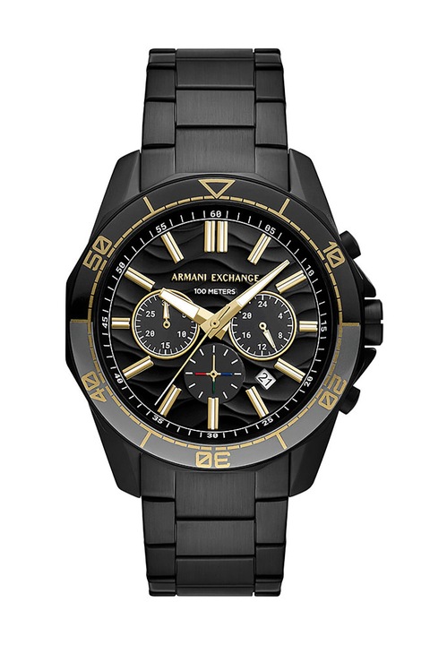 ARMANI EXCHANGE, Часовник от неръждаема стомана с хронограф, Златист, Черен