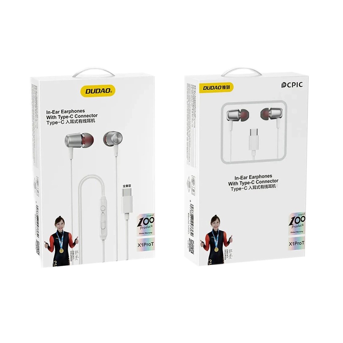 Casti cu fir Dudao X1PROT, USB-C, 1.2m, albe