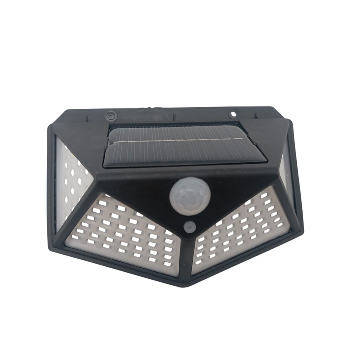 LED лампа 4 позиции, със соларен заряд и сензор за движение, черна