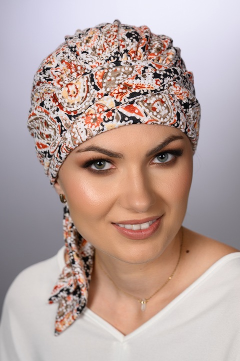 Turbán MILA J/91, többszínű, Petrezselyemzöld, kemoterápiás turbán