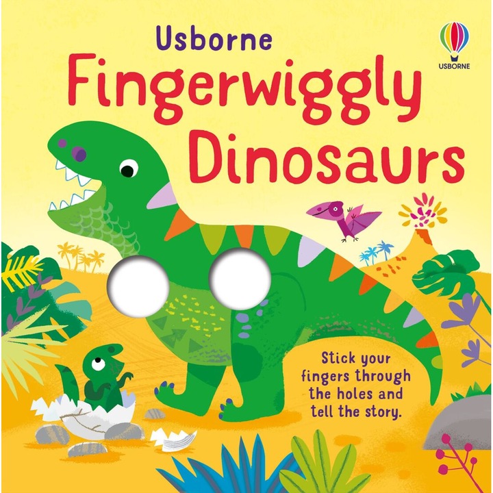 Carte pentru copii, Usborne, Fingerwiggly Dinosaurs, 1+ ani
