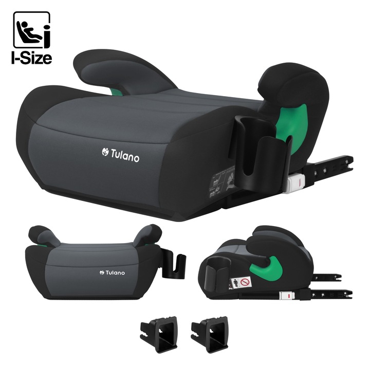 Детска бустер седалка, Tulano Cabby 35, ISOFIX 125-150cm I-Size, Graphite