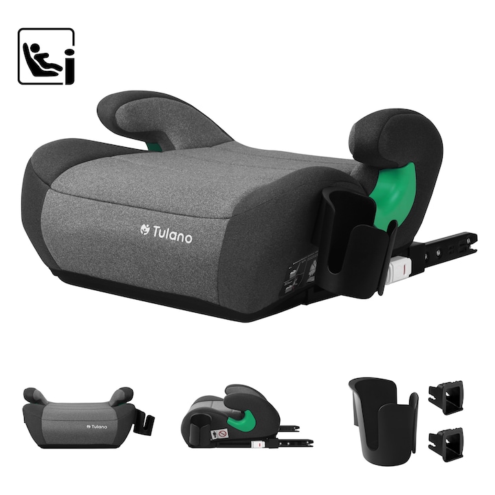 Tulano Cabby 35 ISOFIX gyermek autós ülésmagasító, 125-150 cm I-Size, Szürke