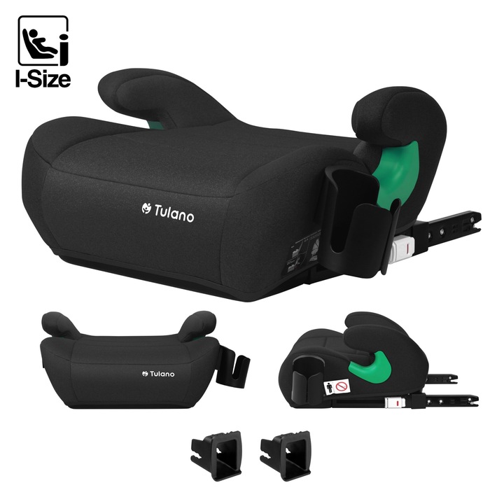 Столче-бустър за деца, Tulano Cabby 35, ISOFIX 125-150cm I-Size, Черна