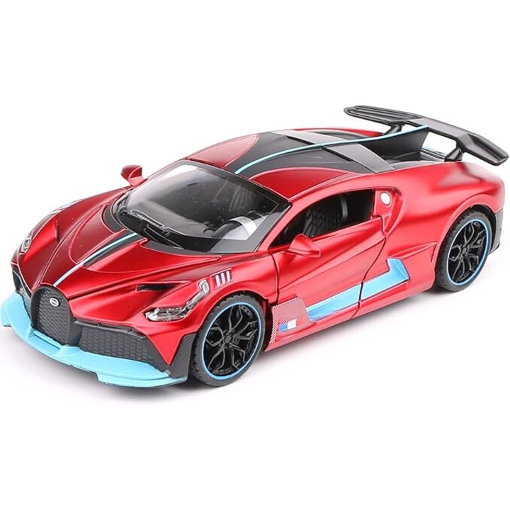 VIDVIE Bugatti Divo autó, 1:32 méretarányú, fény- és hangeffektusok, piros, 16,5x5,7x4,4 cm