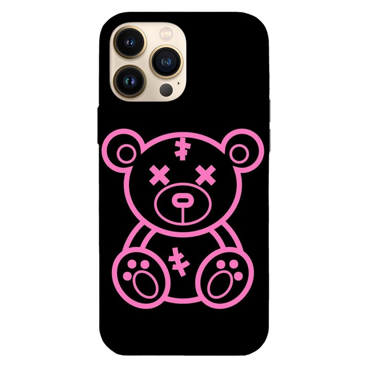 Husa telefon compatibila cu Apple iPhone 16 Plus, Viceversa, model Pink patched Bear, Silicon, TPU