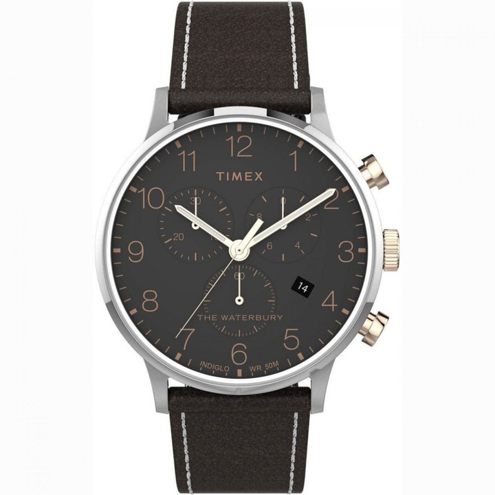 Мъжки часовник, Timex, Аналогов, Неръждаема стомана, 40 мм, Черен