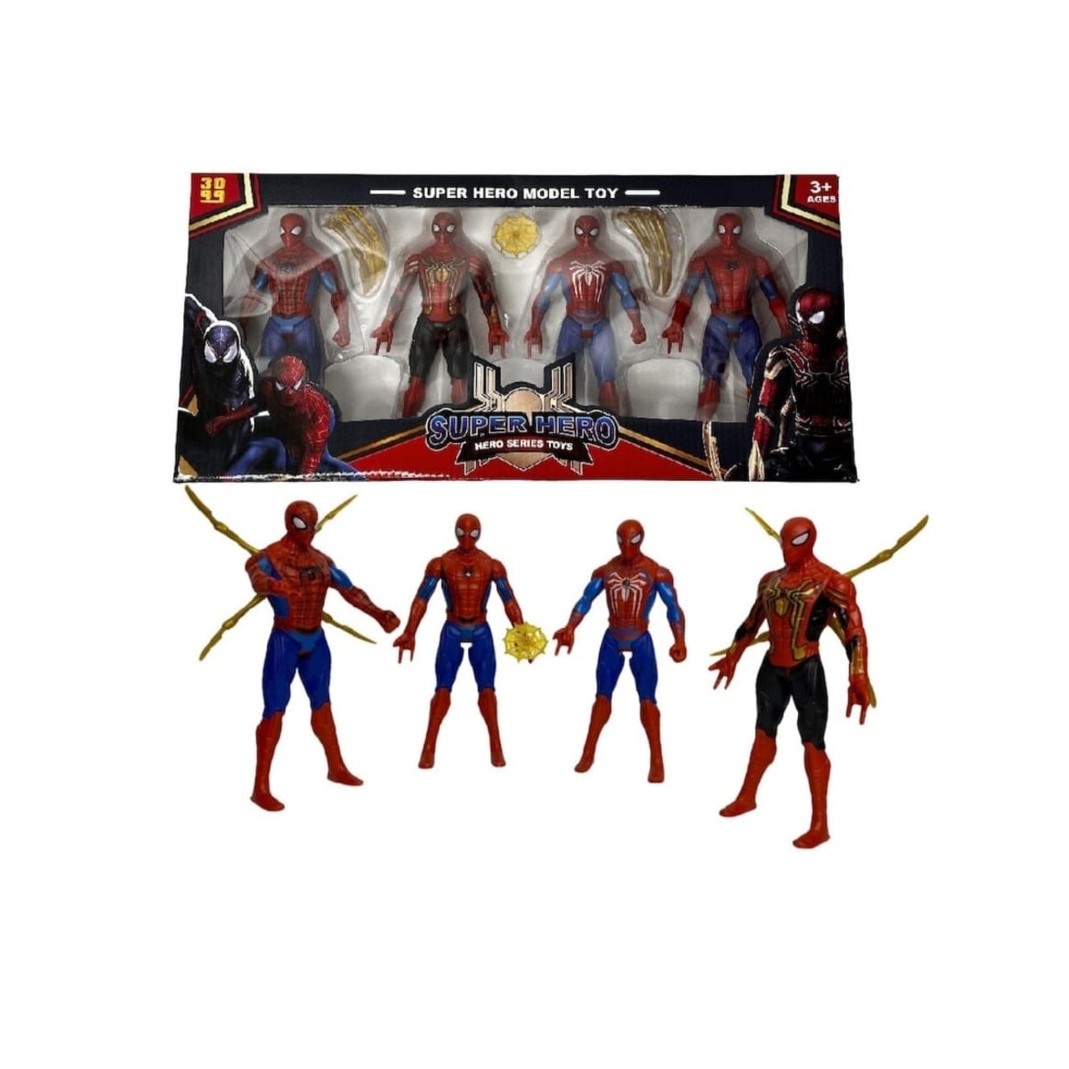 d*9様 SPIDER-MAN 4体セット Set 4 figurine Spiderman super eroi, iluminate led si articulate