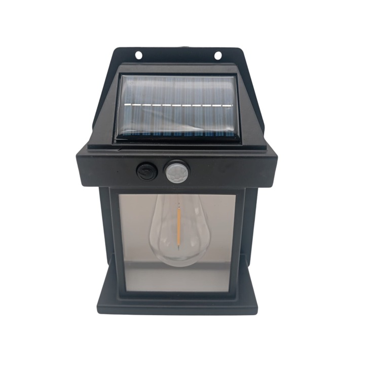 Lampa LED, cu incarcare Solara si Senzor de Miscare, Negru sursa de iluminat o forma bec