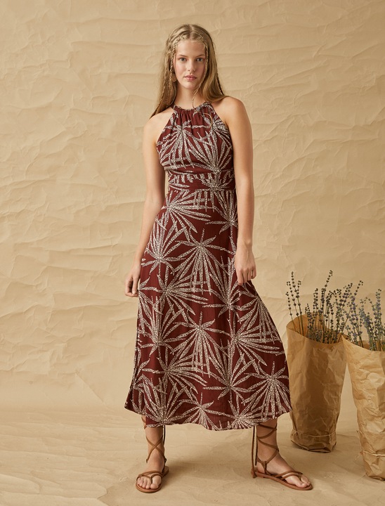 KOTON, Rochie maxi cu decolteu halter, Maro, S