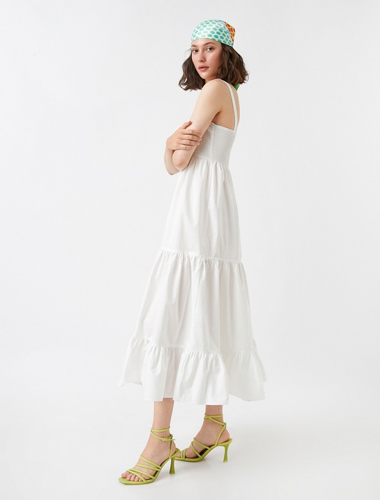 KOTON, Rochie fara maneci cu model stratificat, Alb murdar, XS