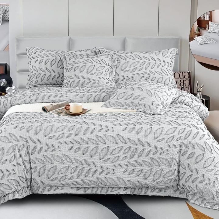 Dupla ágyneműgarnitúra, szatén pamut, 180 x 200 cm, 6 részes, gumírozott, dombornyomott, tarka, Casa de Vis, LG-15