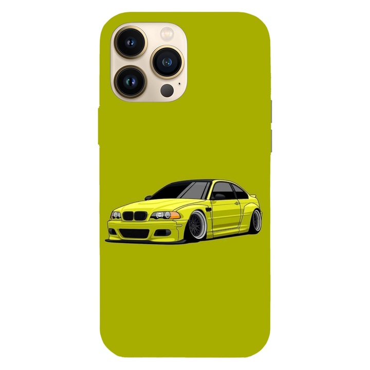 Husa telefon compatibila cu Apple iPhone 16 Plus, Viceversa, model E46 M4 BMW Lime Edition, Silicon, TPU
