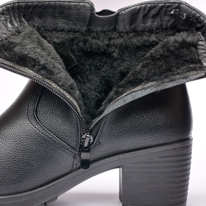 Дамски боти с косъм JF-52, Черен