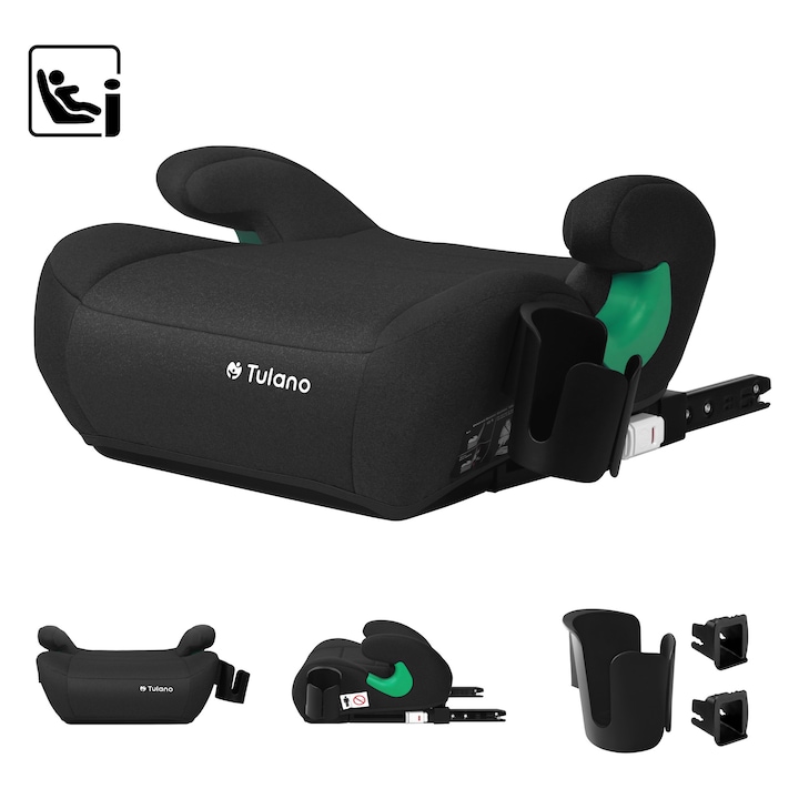 Tulano Cabby 35 ISOFIX gyermek autós ülésmagasító, 125-150 cm I-Size, Fekete
