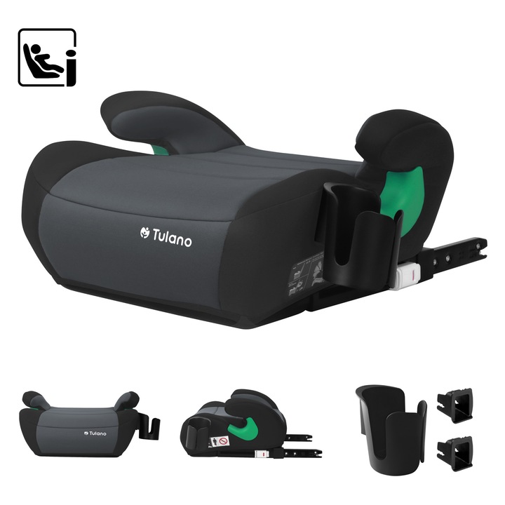 Tulano Cabby 35 ISOFIX gyermek autós ülésmagasító, 125-150 cm I-Size, Grafit