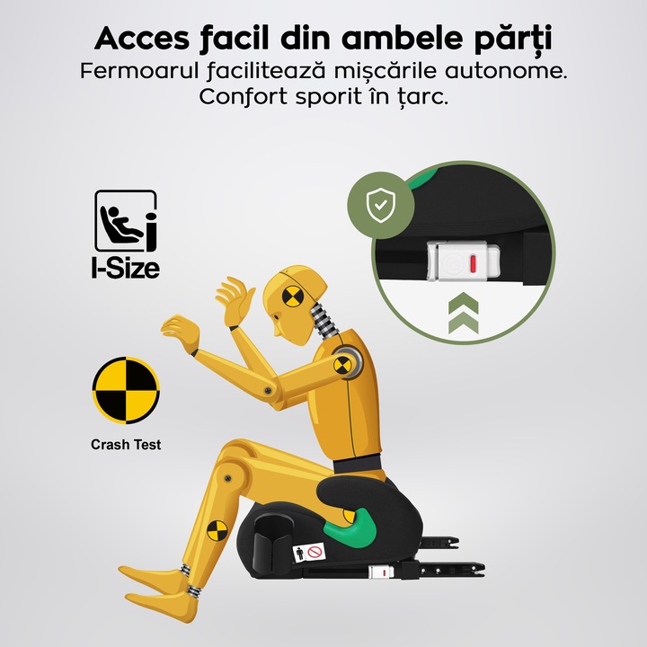 Inaltator auto pentru copii, Tulano Cabby 35, ISOFIX 125-150cm I-Size, Grafit