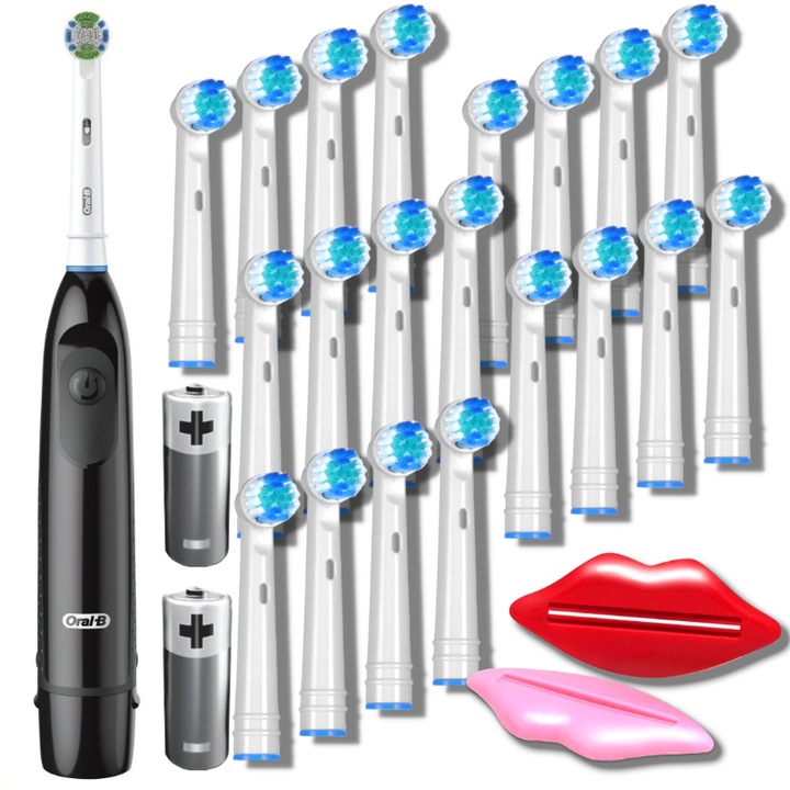 Elektromos fogkefe készlet, Oral-B, DB5 Advance Power, fekete, 20 további fej (cserélhető), fogkrém kinyomó