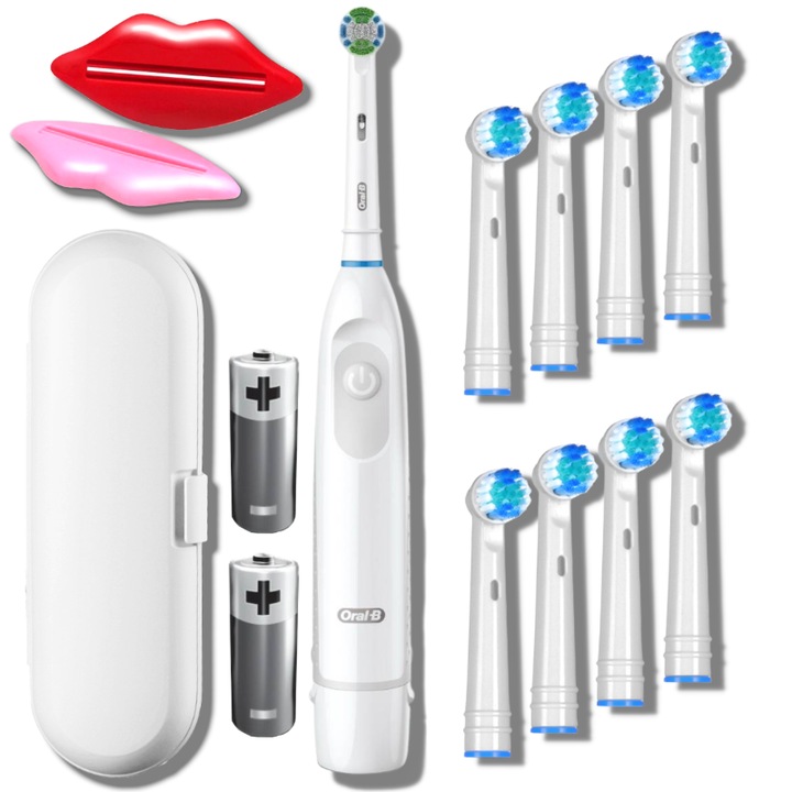 Elektromos fogkefe készlet, Oral-B, DB5 Advance Power, FEHÉR, 8 további fej (cserélhető), fogkrém kinyomó, fogkefe utazótáska