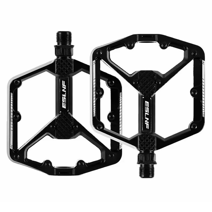 MTB, városi és BMX kerékpár pedál, 4 db DU csapágy, széles modell, kapcsos, csúszásmentes, ultrakönnyű, vízálló, porálló, alumínium ötvözet, fekete, 2 db-os pedál készlet