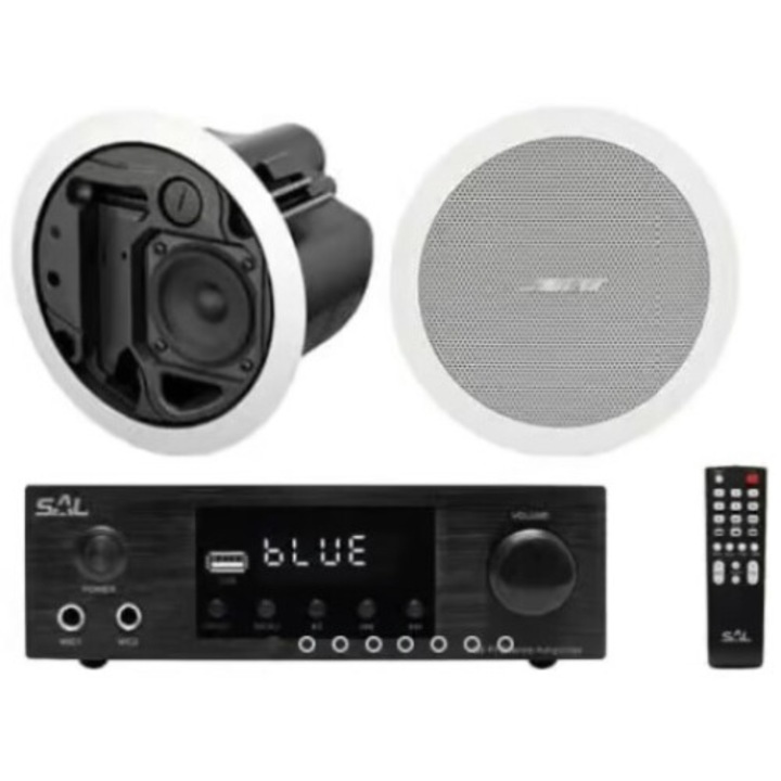 Sistem Audio tavan Bose FS2C, Albe, Set stereo cu amplificator 2x16W, Bluetooth