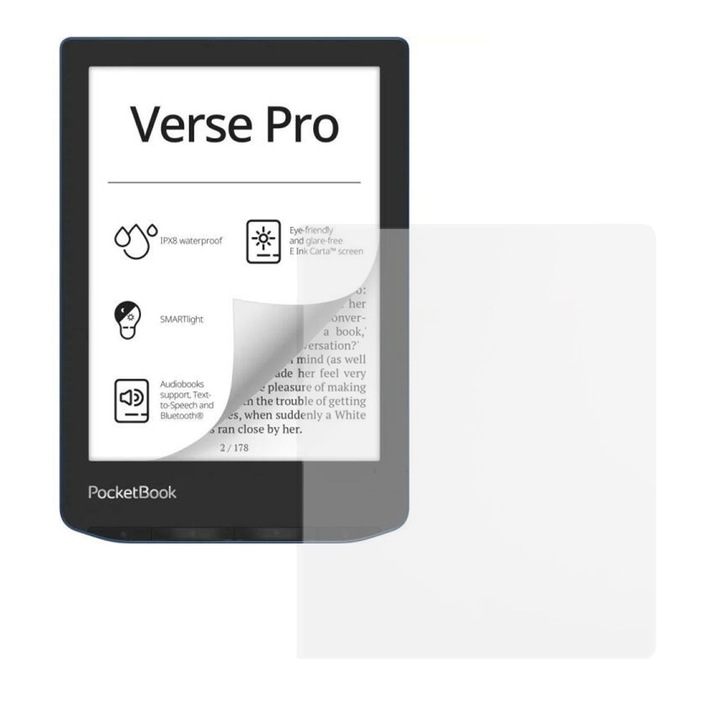 Силиконовo фолио за PocketBook Verse Pro PB634, E-reader Protect, Regenerable, Clarity 99%, High Definition, Предотвратява пръстови отпечатъци и прах, Anti-Shock, Transparent