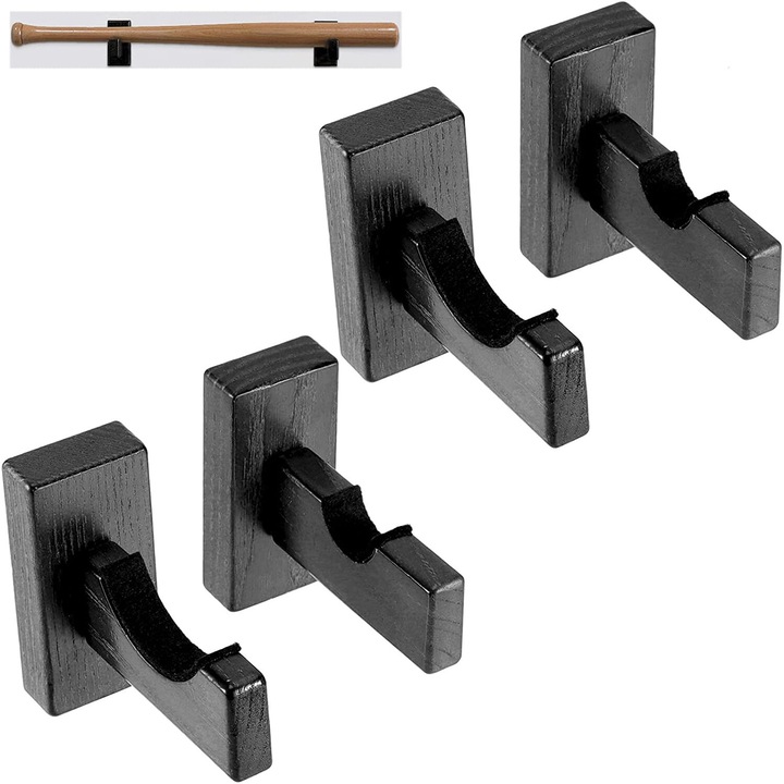 Комплект от 2 стойки за бейзболни бухалки, BGHYHYHI, дърво, 10,8x9x1,3 см, черни