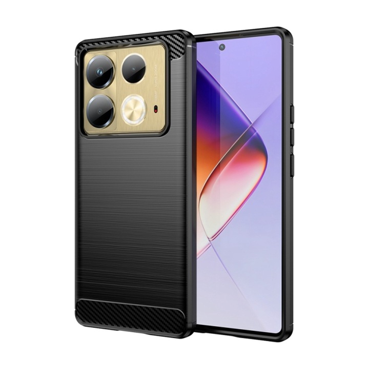 Кейс за Infinix Note 40 - Techsuit Carbon Silicone - Черен