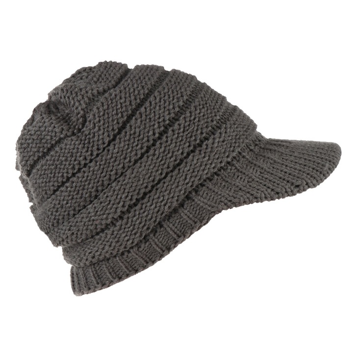Шапка с козирка QttvbTna, акрил, ластик, дишаща, унисекс, сива