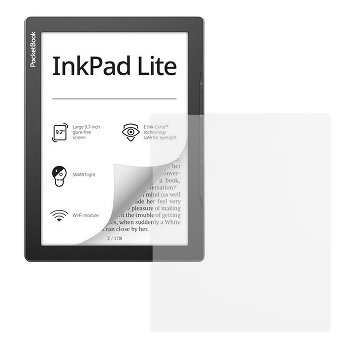 Силиконово фолио за PocketBook InkPad Lite 970, E-reader Protect, Regenerable, Clarity 99%, High Definition, Предотвратява пръстови отпечатъци и прах, Anti-Shock, Transparent