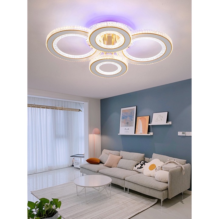 RFAN LED полилей, модел G610-2+2RGB, с дистанционно управление, 3 вида светлина плюс RGB светлина, регулируем интензитет, 186 W, златист