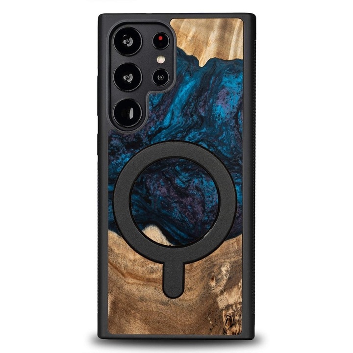 Husa din lemn si rasina pentru Samsung Galaxy S23 Ultra, Bewood Unique Neptun, suport MagSafe