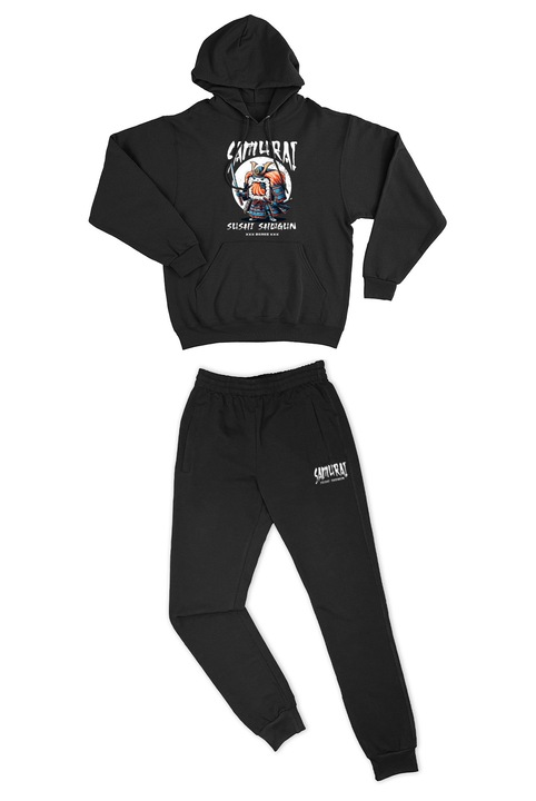 Trening pentru barbati personalizat cu imagine Samurai Sushi Retro, Bumbac, Negru, Negru