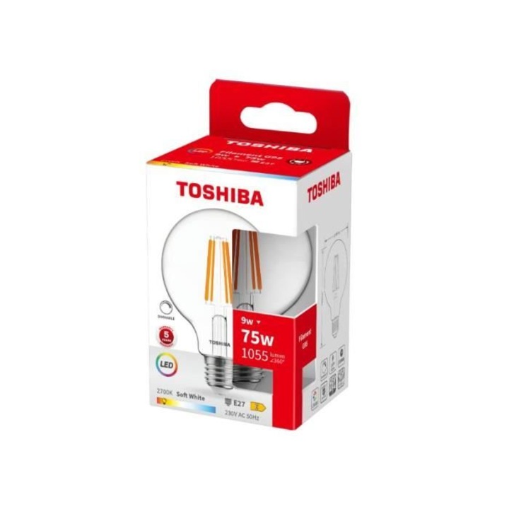 Izzószál LED G95 E27 9W 2700K Dim Toshiba