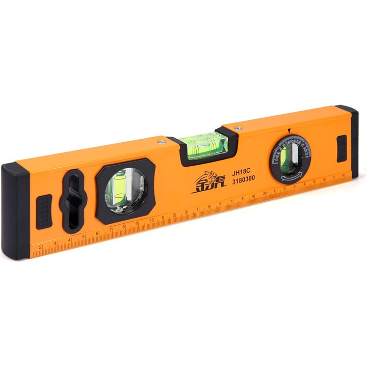 Nivela cu bula de precizie cu scara de masurare a lungimii integrata, protectia suprafetei fara deteriorare asigura o utilizare in siguranta pe suprafete delicate