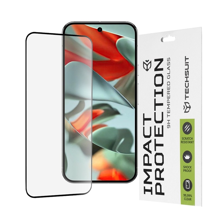 Film a Google Pixel 9 Pro XL telefonhoz – Techsuit 111D Full Cover / Full Glue Glass – fekete