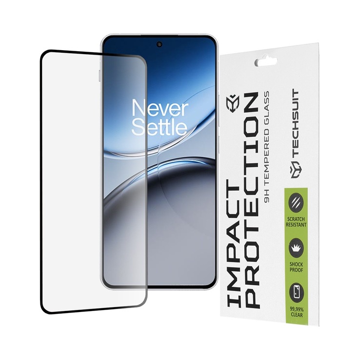 Протектор за екран Techsuit за OnePlus Nord 4, закалено стъкло, пълно лепило, 111D, черен