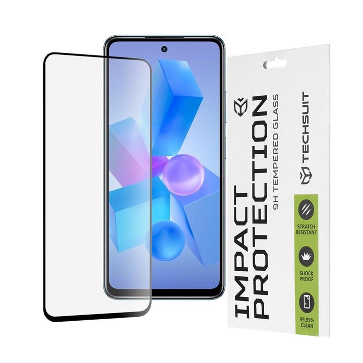 Folie IInfinix Hot 40 / 40 Pro / Tecno Spark 20 Pro / Pova 5 Pro - Techsuit 111D teljes burkolat / teljes ragasztós üveg - fekete