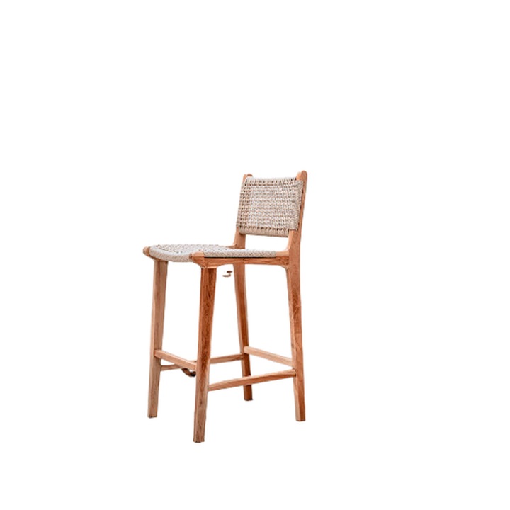 Scaun bar MONNARITA din lemn de tec, 107x46x44cm, natur