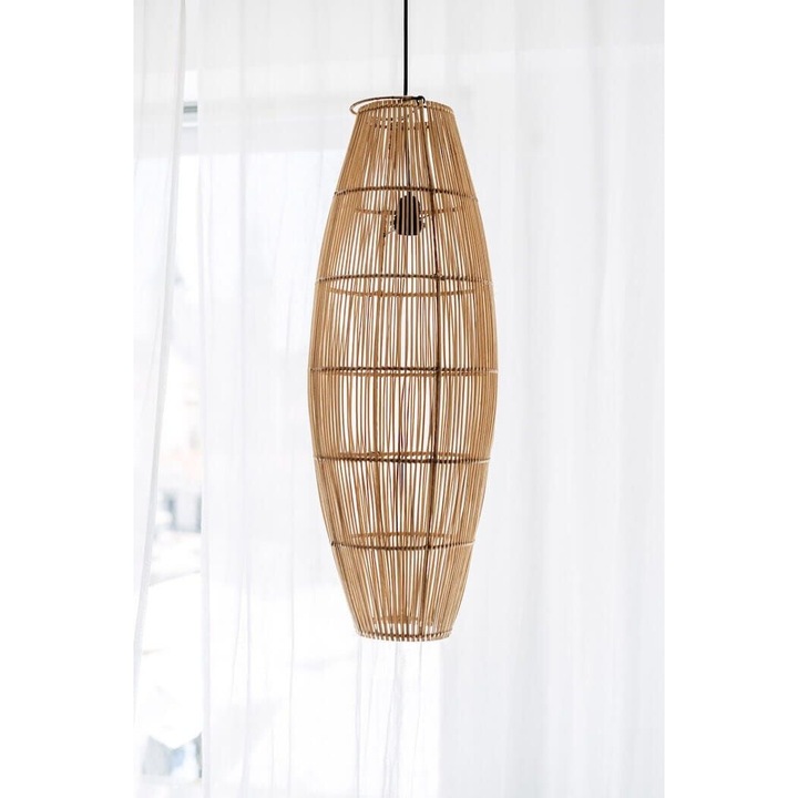 Lampa Maxi din ratan, MONNARITA, 42x20cm, utilizare suspendata sau de podea