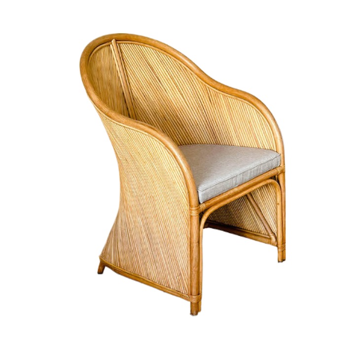 Tegal rattan fotel, natúr, 62x96cm, krémszínű párnával, fedett bel- és kültéri használatra