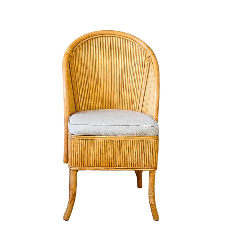 Tegal rattan fotel, MONNARITA, natúr, 52x94x45cm, krémszínű párnával