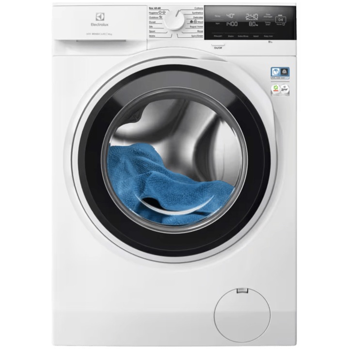 Пералня Electrolux EW6F3484E, 8 кг, 1400 об/мин, Клас А, Инверторен мотор с MagnetPermanent, LED дисплей, SensiCare, TimeManager, Бял
