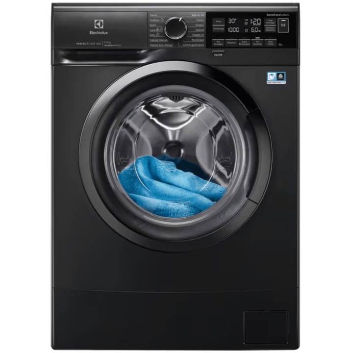 Masina de spalat rufe Electrolux EW6SM406BXE, 6 kg, 1000 rpm, Clasa B, Motor Inverter cu Magnet Permanent, Display LED, TimeManager, DarkSilver