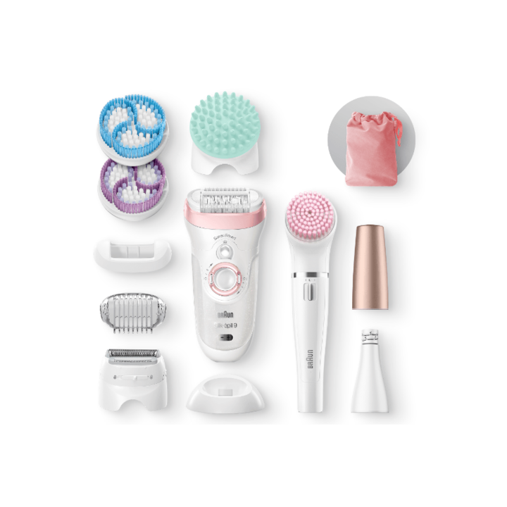 Епилатор Braun Silk-épil 9 81683683 40 пинсети Бял, Розов (SES9-985BS)