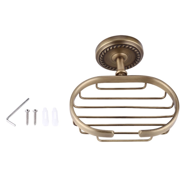 Tömör sárgaréz szappantartó, Jormftte, vintage design, falra szerelhető, antik bronz szín, változatos méretek.