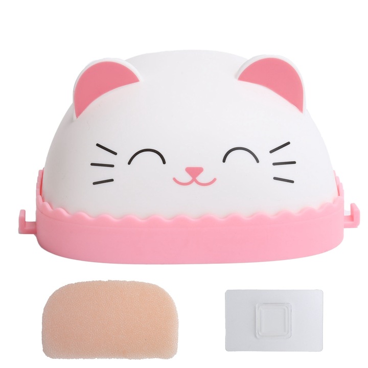 Jormftte adagoló, hordozható szappantartó, aranyos design, fehér, kis méret