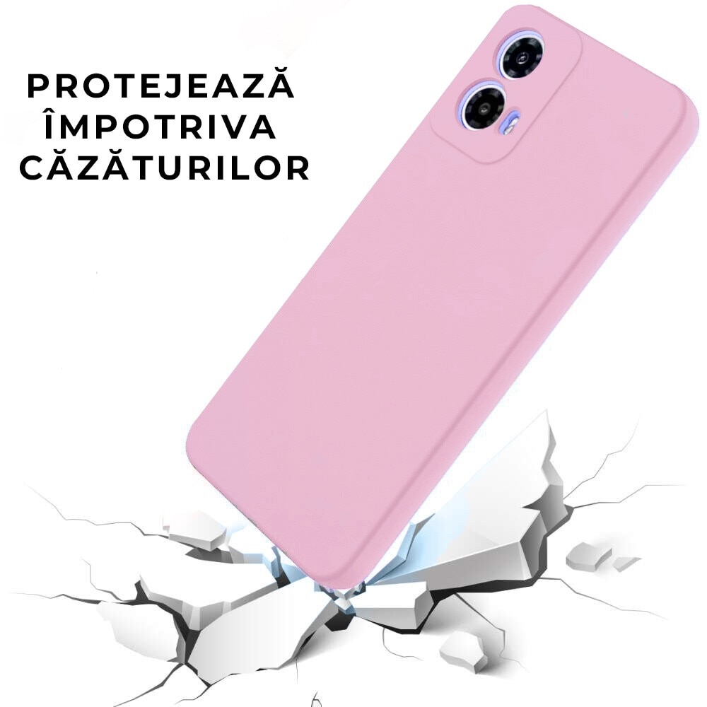 Husa pentru Motorola Moto G24 Daden® Soft Silicone, Interior din Microfibra, Protectie sporita, Roz