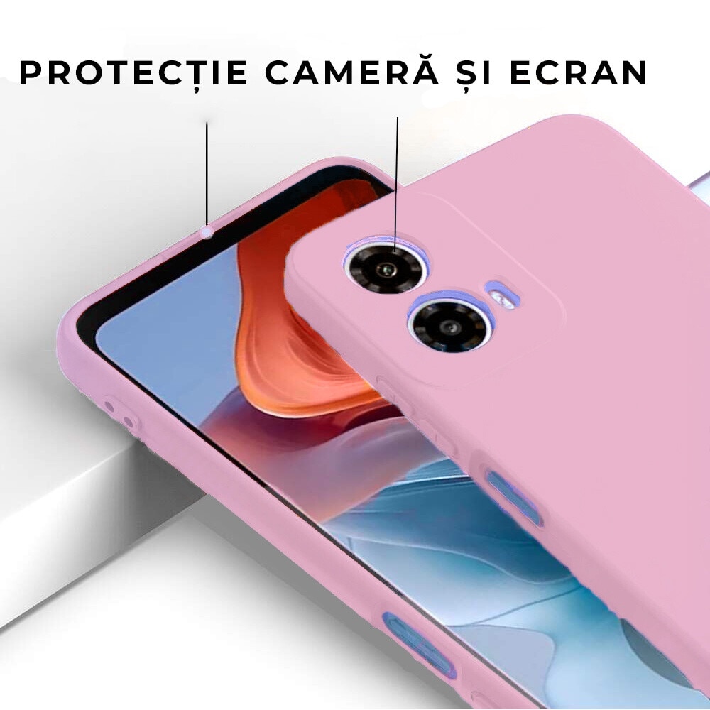 Husa pentru Motorola Moto G24 Daden® Soft Silicone, Interior din Microfibra, Protectie sporita, Roz
